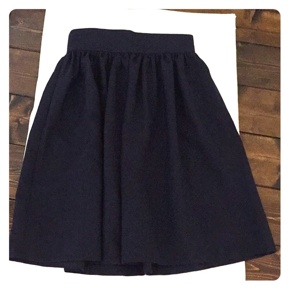 Navy High-Waisted A-Line Skirt